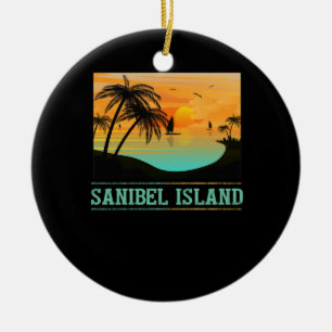 Décoration En Céramique Rétro Sanibel Island Floride Tropical Sunset Beach