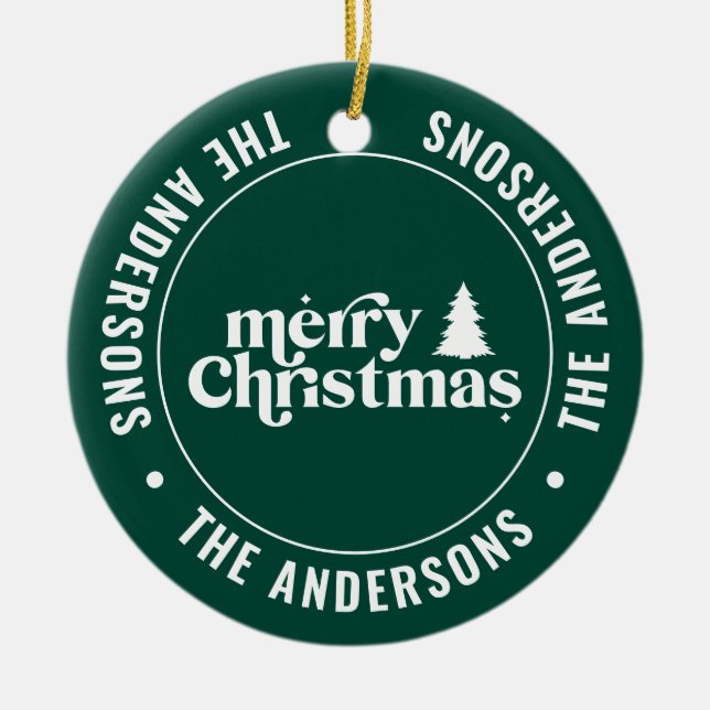 Décoration En Céramique Retro Vert Noël Moderne Minimal unique (Devant)