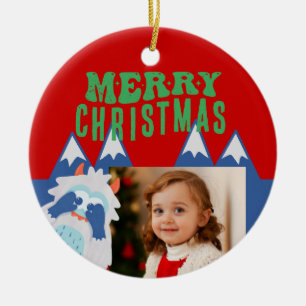 Décoration En Céramique Retro Yeti Whimsical Kids Christmas Photo