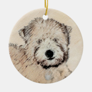Décoration En Céramique Revêtu doux Roue Peinture Terrier Art original