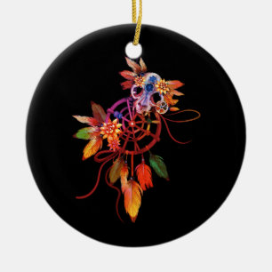 Décoration En Céramique Rêveuse colorée Plumes Amérites tribales autochton