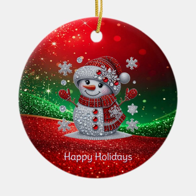 Décoration En Céramique Rhinestones Snowman Holiday Ornament (Devant)