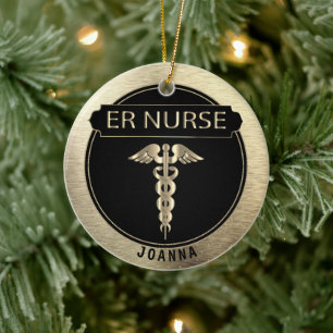 Décoration En Céramique RIR Nurse 👩 ‍ ⚕️ - Noir et Or
