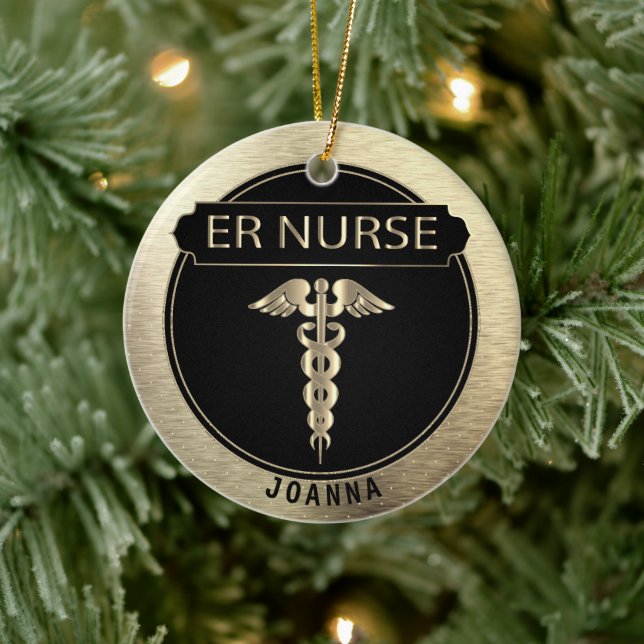 Décoration En Céramique RIR Nurse 👩 ‍ ⚕️ - Noir et Or (Arbre)
