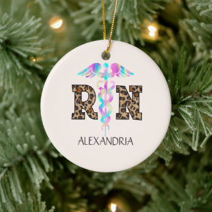 Décoration En Céramique "RN" en Empreinte de léopard - Logo Médicale color