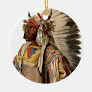 Décoration En Céramique Robe tribale de tête de chef indien de Natif