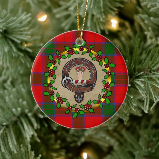 Décoration En Céramique Robertson Badge & Tartan Noël personnalisé (Arbre)