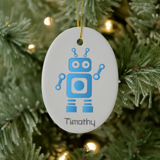 Décoration En Céramique Robot rétro bleu (Arbre)