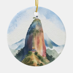 Décoration En Céramique Rocher de Guatape El Penon Colombie Aquarelle