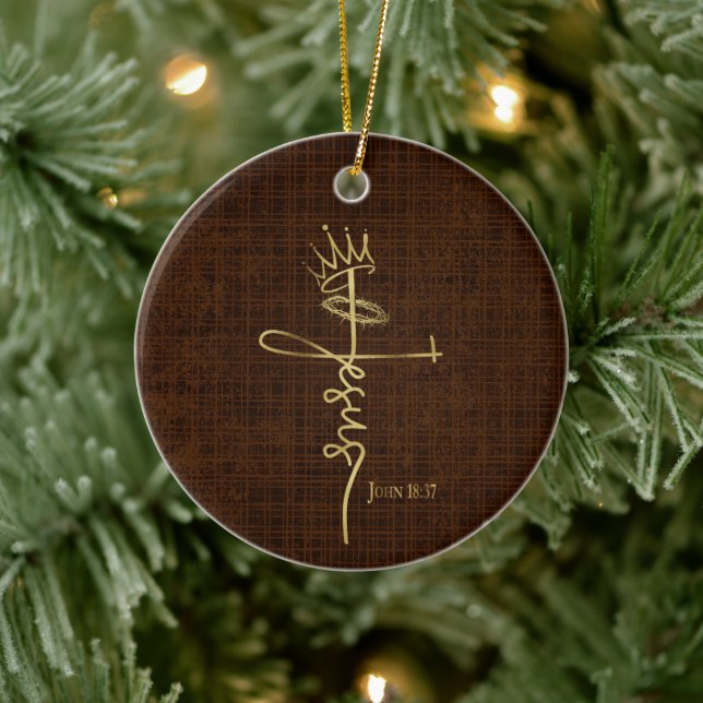 Décoration En Céramique ROI JÉSUS Élégant bronze Noël chrétien (Arbre)
