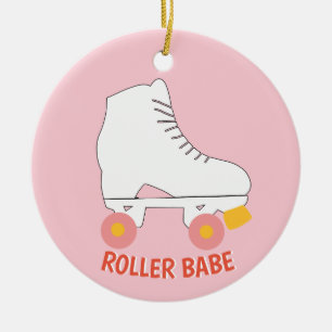 Décoration En Céramique Roller Babe Roller Patinage rose