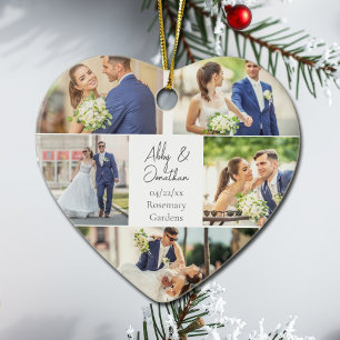 Décoration En Céramique Romantic Couple Photo Collage Coeur Noël