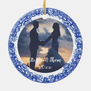 Décoration En Céramique Romantique Bleu & Blanc Willow Photo Oiseaux Maria
