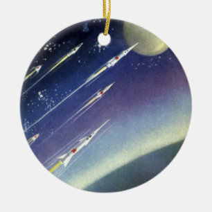 Décoration En Céramique Roquettes de science-fiction vintages dans l'espac