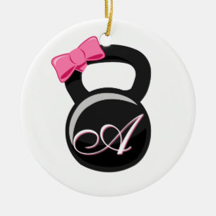 Décoration En Céramique Rose "A " de Kettlebell d'arc et de monogramme