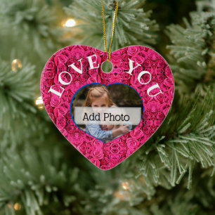Décoration En Céramique Rose Floral Rose Love You Heart Photo frame