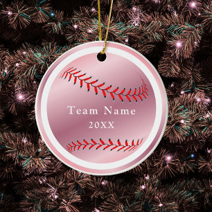 Décoration En Céramique Rose Gold Baseball Softball Nom de l'équipe et ann