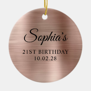 Décoration En Céramique Rose Gold Foil 21e anniversaire Photo