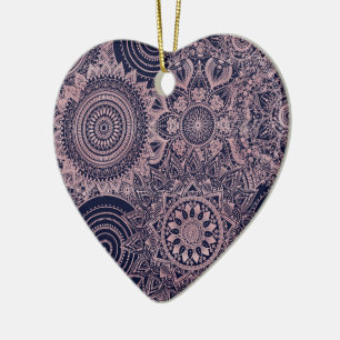 Décoration En Céramique Rose Gold Mandala Collection Blue Design