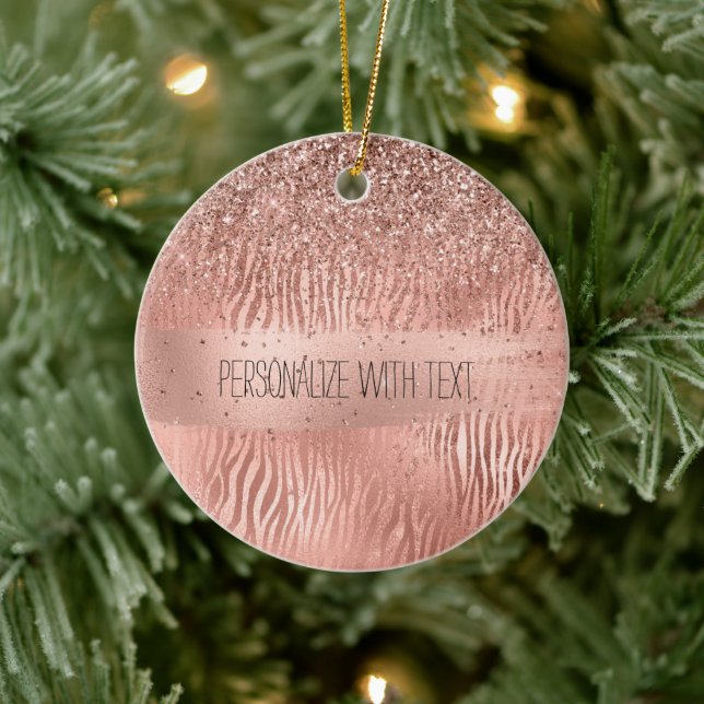 Décoration En Céramique Rose Gold Zebra Print Sparkle (Arbre)