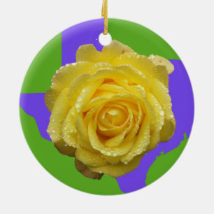Décoration En Céramique Rose jaune d'ornement du Texas