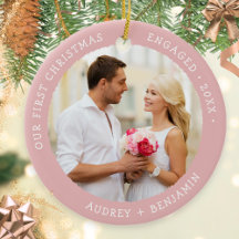 Rose Notre premier Noël Engagé Photo personnalisée