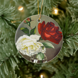 Décoration En Céramique Roses de jardin vintages dans un vase de verre