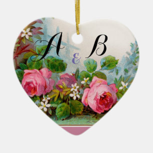 Décoration En Céramique ROSES ROSES ROSES ET JASMINES MONOGRAM Mariage Sou