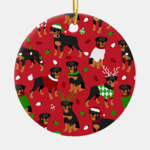 Décoration En Céramique Rottweiler de Noël