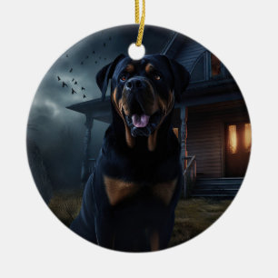 Décoration En Céramique Rottweiler Halloween Épouvantable