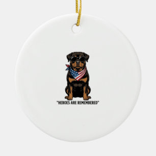 Décoration En Céramique Rottweiler Patriotique Chien Héros Design Vintage_