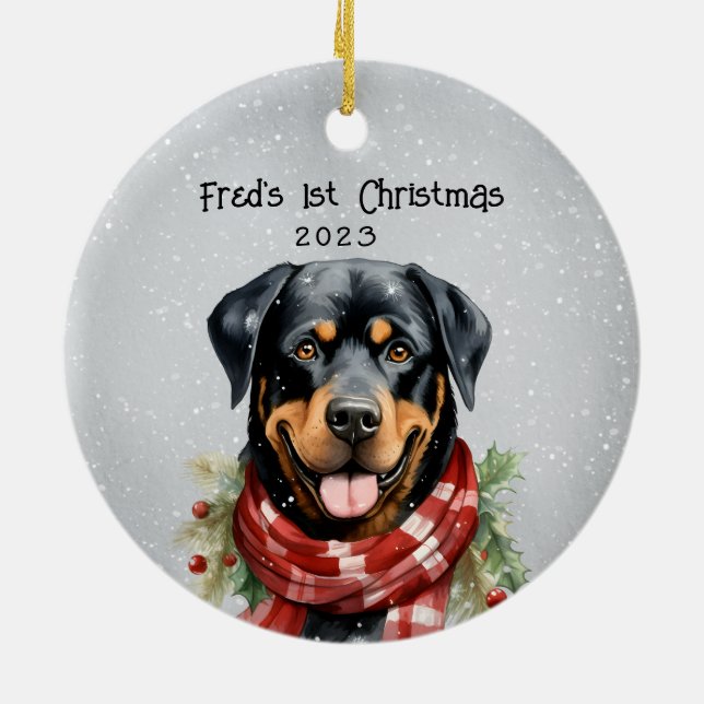 Décoration En Céramique Rottweiler personnalisé (Dos)