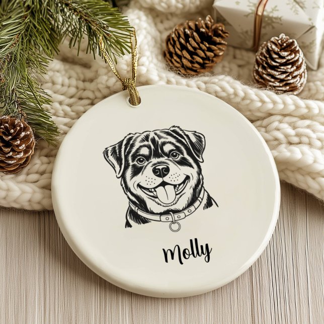 Décoration En Céramique Rottweiler Personnalisé pour Noël (Créateur téléchargé)