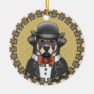 Décoration En Céramique Rottweiler porte des lunettes