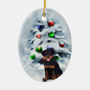 Décoration En Céramique Rottweiler Puppy Cadeaux de Noël