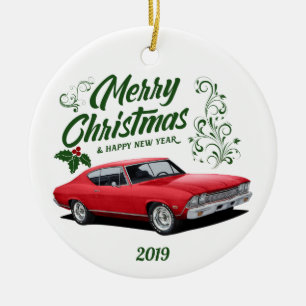 Décoration En Céramique Rouge Chevelle Muscle voiture Noël