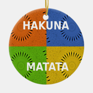 Décoration En Céramique Rouge doré Vert Hakuna Matata