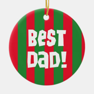 Décoration En Céramique Rouge et vert meilleur papa gardien de l'ornement