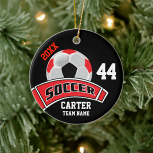 Décoration En Céramique Rouge, Noir et Blanc Personnaliser ⚽ Football