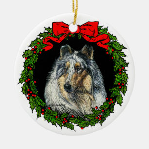 Décoration En Céramique Rough Collie Art par Glenda S. Harlan