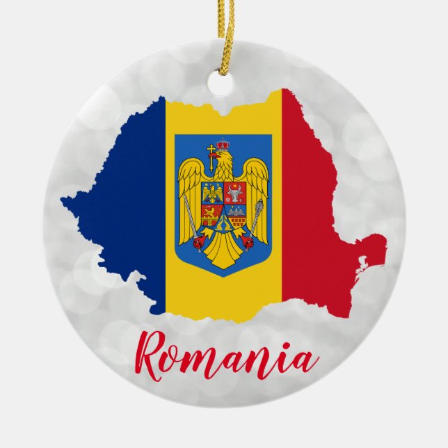Décoration En Céramique Roumanie Carte du drapeau roumain (Devant)