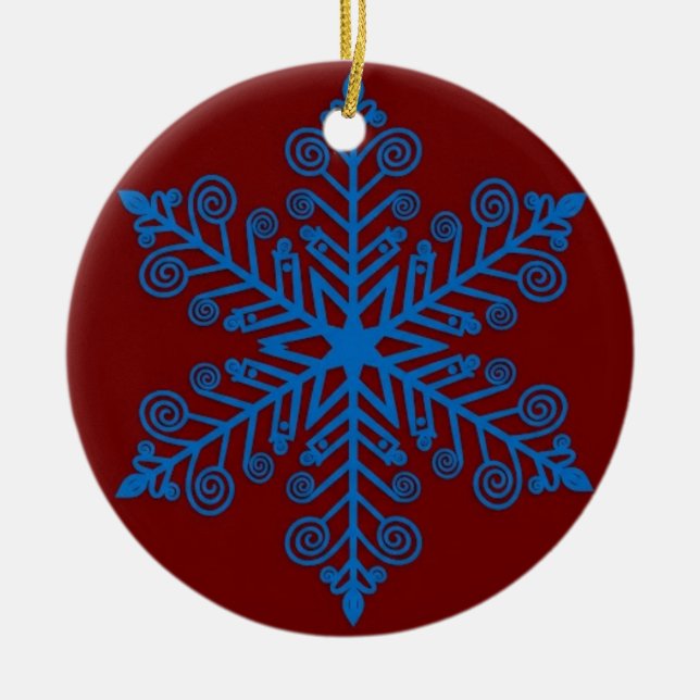 Décoration En Céramique Royal Snowburst — Blue Holiday Snowflake (Devant)