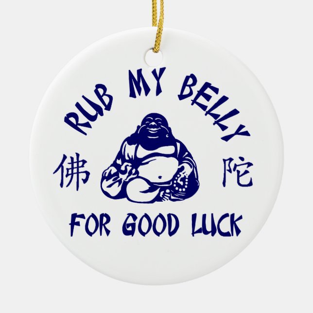 Décoration En Céramique Rub my Bouddha Belly pour bonne chance (Devant)