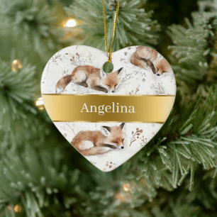 Décoration En Céramique Ruban doré de Noël Sweet Fox