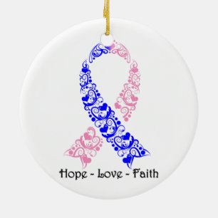 Décoration En Céramique Ruban Hope Pink and Blue Awareness