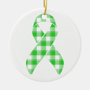 Décoration En Céramique Ruban Vert à Carreaux pour le Lymphome Non Hodgkin