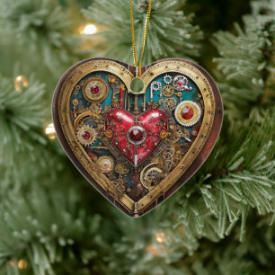 Décoration En Céramique Rubies Et Couteaux Coeur Steampunk Series