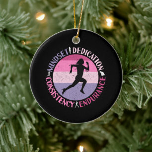 Décoration En Céramique Running Mindset - Citation d'endurance de la fille