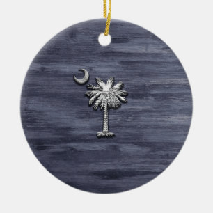 Décoration En Céramique Russe Caroline du Sud Palmetto et Lune
