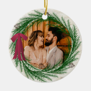 Décoration En Céramique Russe Premier Noël Marié Pine Wreath Photo